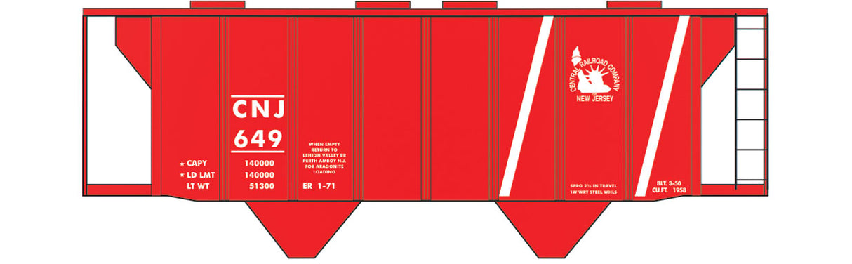Railroad Decal Set -- Central Railroad of New Jersey Aragonite-Service Covered Hopper (Red Scheme)