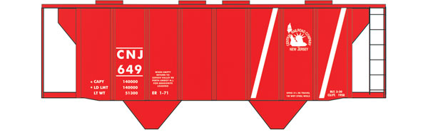 Railroad Decal Set -- Central Railroad of New Jersey Aragonite-Service Covered Hopper (Red Scheme)