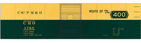 Railroad Decal Set -- Chicago & North Western 40' Double-Door Boxcar (Green & Yellow Car, 400 Slog