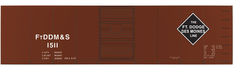 Railroad Decal Set -- Fort Dodge, Des Moines & Southern 40' Steel Boxcar (Large Black Diamond Logo