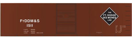 Railroad Decal Set -- Fort Dodge, Des Moines & Southern 40' Steel Boxcar (Large Black Diamond Logo