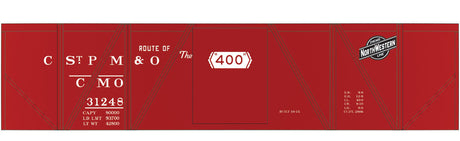 Railroad Decal Set -- Chicago, St. Paul, Minneapolis & Omaha 40' Single-Sheathed Wood Boxcar (CNW