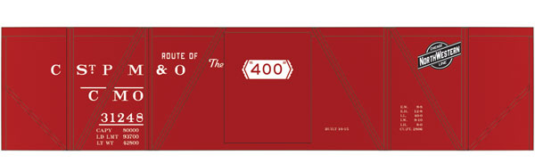 Railroad Decal Set -- Chicago, St. Paul, Minneapolis & Omaha 40' Single-Sheathed Wood Boxcar (CNW