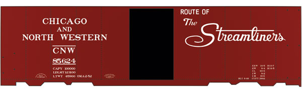 Railroad Decal Set -- Chicago & North Western 40' Steel Boxcar (Streamliners Slogan, Dual Logo)