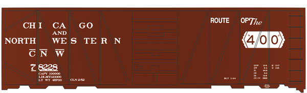Railroad Decal Set -- Chicago & North Western 40' Rebuilt Steel Boxcar (400s Slogan)