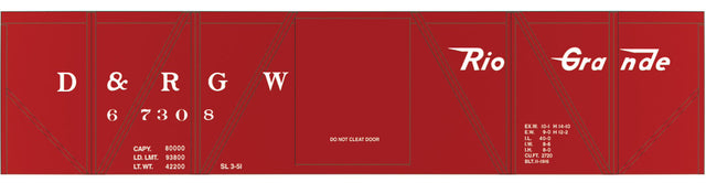 Railroad Decal Set -- Denver & Rio Grande Western 40' Single-Sheathed Wood Boxcar (Flying Grande)