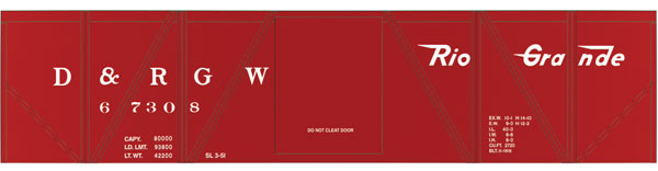 Railroad Decal Set -- Denver & Rio Grande Western 40' Single-Sheathed Wood Boxcar (Flying Grande)