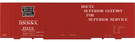 Railroad Decal Set -- Duluth, South Shore & Atlantic 40' Steel Boxcar (Superior Service, Black Log