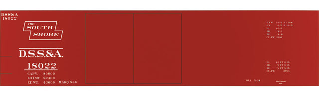 Railroad Decal Set -- Duluth, South Shore & Atlantic 40' Double-Door Steel Boxcar