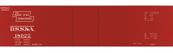 Railroad Decal Set -- Duluth, South Shore & Atlantic 40' Double-Door Steel Boxcar