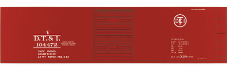 Railroad Decal Set -- Detroit, Toledo & Ironton 40' Steel Boxcar (Circle Logo)