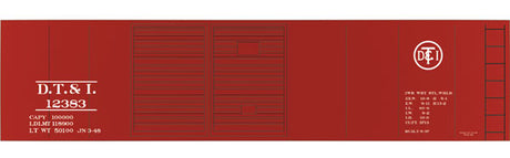 Railroad Decal Set -- Detroit, Toledo & Ironton 40' Double-Door Steel Boxcar (Circle Logo)