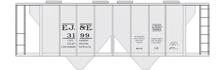 Railroad Decal Set -- Elgin, Joliet & Eastern 2-Bay Covered Hopper (Small Outer Belt Logo)