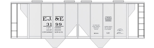 Railroad Decal Set -- Elgin, Joliet & Eastern 2-Bay Covered Hopper (Small Outer Belt Logo)