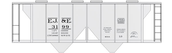 Railroad Decal Set -- Elgin, Joliet & Eastern 2-Bay Covered Hopper (Small Outer Belt Logo)