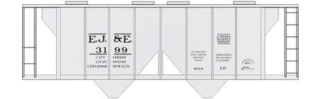Railroad Decal Set -- Elgin, Joliet & Eastern 2-Bay Covered Hopper (Small Outer Belt Logo)