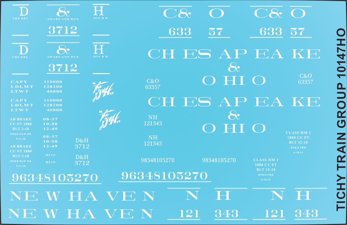 Railroad Decal Set -- Delaware & Hudson/Chesapeake & Ohio/New Haven USRA Hopper (1 car)