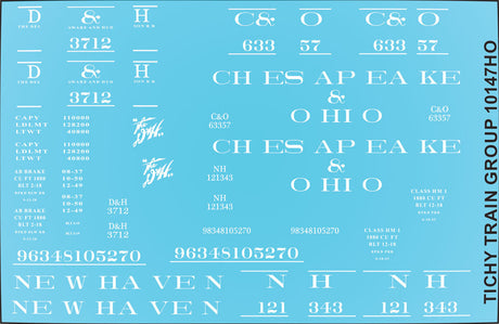 Railroad Decal Set -- Delaware & Hudson/Chesapeake & Ohio/New Haven USRA Hopper (1 car)