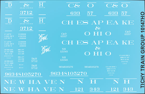 Railroad Decal Set -- Delaware & Hudson/Chesapeake & Ohio/New Haven USRA Hopper (1 car)