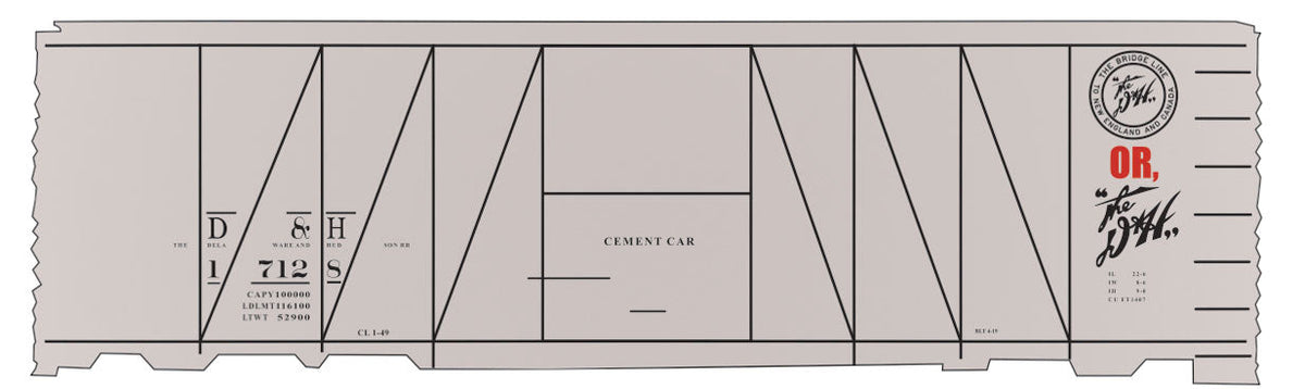 Railroad Decal Set -- Delaware & Hudson Cement Boxcar (Gray Car)