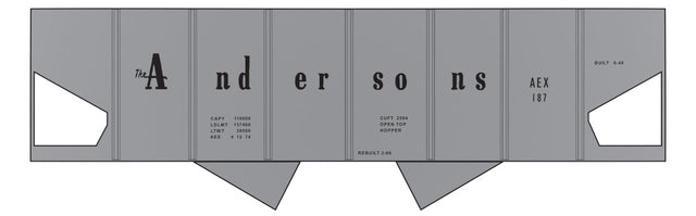 Railroad Decal Set -- The Andersons 2-Bay Panel Hopper (Gray Car)