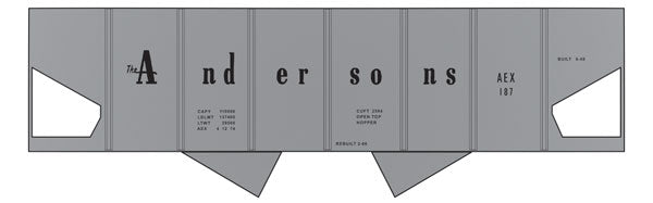 Railroad Decal Set -- The Andersons 2-Bay Panel Hopper (Gray Car)