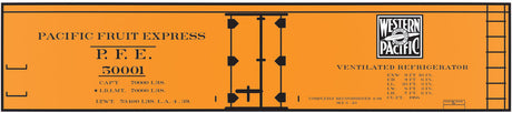 Railroad Decal Set -- Pacific Fruit Express/Western Pacific 40' Wood Reefer (Dual Color Logo)