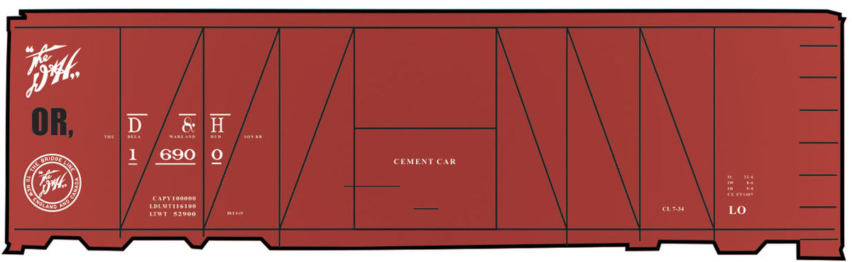 Railroad Decal Set -- Delaware & Hudson Cement-Service USRA 40' Boxcar (Boxcar Red Car)