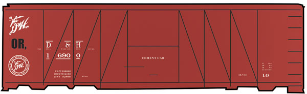 Railroad Decal Set -- Delaware & Hudson Cement-Service USRA 40' Boxcar (Boxcar Red Car)