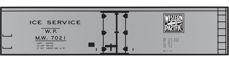 Railroad Decal Set -- Western Pacific 40' Wood Reefer (Gray Car, Ice Service)