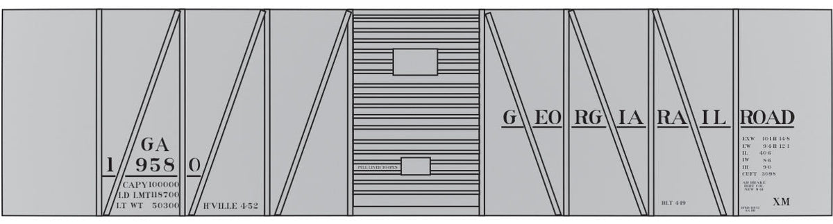 Railroad Decal Set -- Georgia Railroad USRA 40' Single-Sheathed Boxcar (Black Lettering)