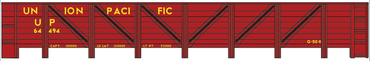 Railroad Decal Set -- Union Pacific GS Wood Gondola (Yellow Lettering)