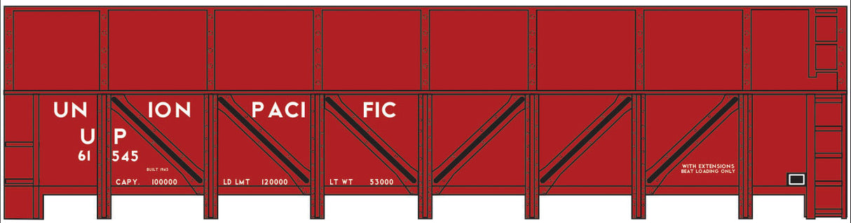 Railroad Decal Set -- Union Pacific GS Steel Gondola Sugar Beet Car (White Lettering)