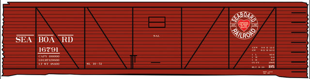 Railroad Decal Set -- Seaboard Air Line 40' Single-Sheathed Boxcar (Heart Logo)