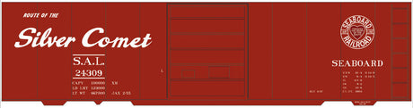 Railroad Decal Set -- Seaboard Air Line 40' Steel Boxcar (Silver Comet Logo)