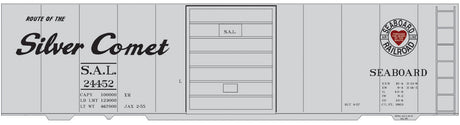 Railroad Decal Set -- Seaboard Air Line 40' Steel Boxcar (Gray Car, Silver Star Logo)