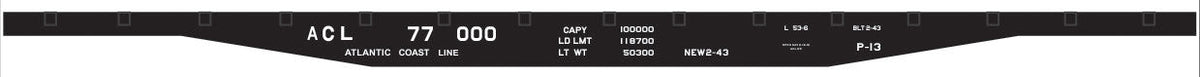 Railroad Decal Set -- Atlantic Coast Line 53'6" GSC Flatcar