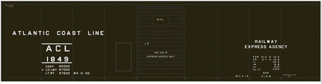 Railroad Decal Set -- Atlantic Coast Line 40' Steel Express Boxcar (REA Markings)