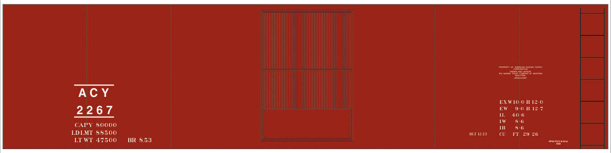 Railroad Decal Set -- Akron, Canton & Youngstown 40' Steel Boxcar