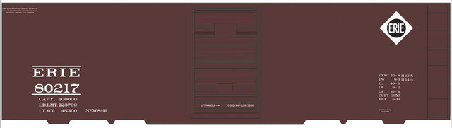 Railroad Decal Set -- Erie 40' Steel Boxcar (Small Diamond Logo High on Side)