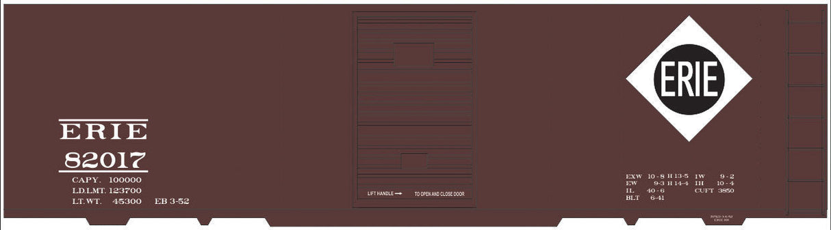 Railroad Decal Set -- Erie 40' Steel Boxcar (Large Diamond Logo)