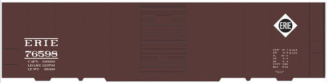 Railroad Decal Set -- Erie 40' Steel Boxcar (Small Diamond Logo Mid Placement)