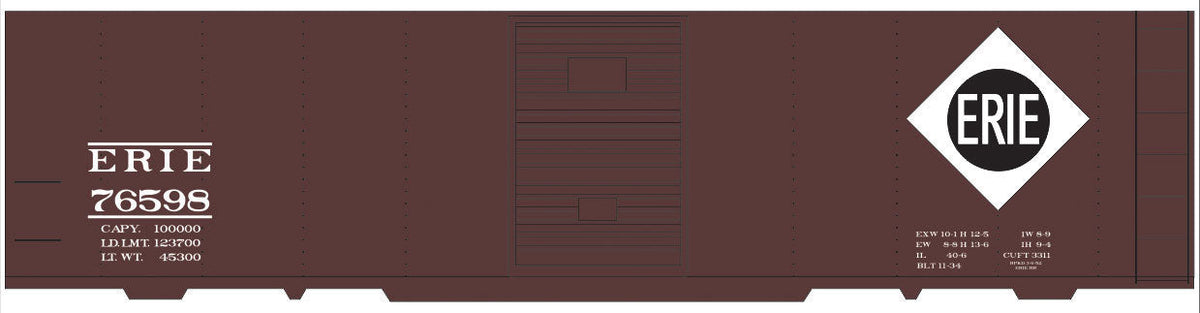 Railroad Decal Set -- Erie 40' Steel Boxcar (Large Diamond Logo)