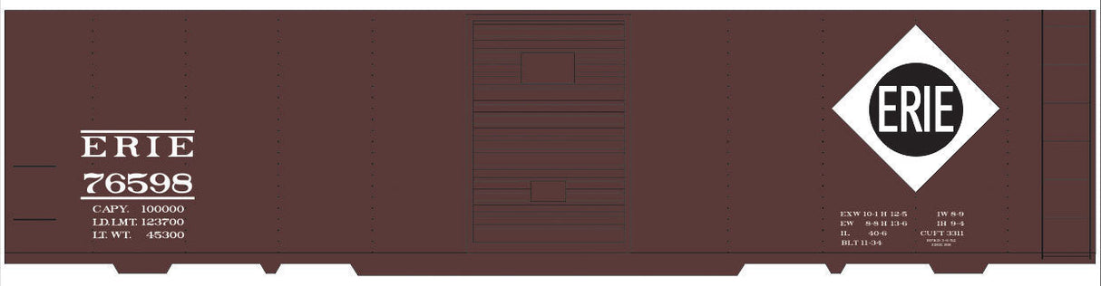 Railroad Decal Set -- Erie 40' Steel Boxcar (Large Diamond Logo)