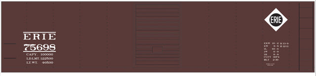 Railroad Decal Set -- Erie 40' Steel Boxcar (Small Diamond Logo Mid Placement)