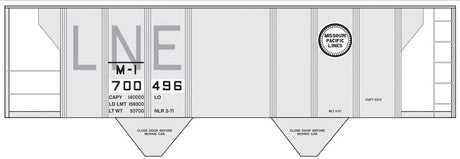 Railroad Decal Set -- Missouri Pacific 2-Bay Covered Hopper (gray Car, ex-L&NE w/Ghost Letters)