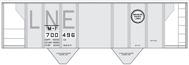 Railroad Decal Set -- Missouri Pacific 2-Bay Covered Hopper (gray Car, ex-L&NE w/Ghost Letters)