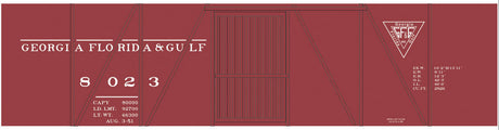 Railroad Decal Set -- Georgia, Florida & Gulf 40' Single-Sheathed Wood Boxcar (Triangle Logo)