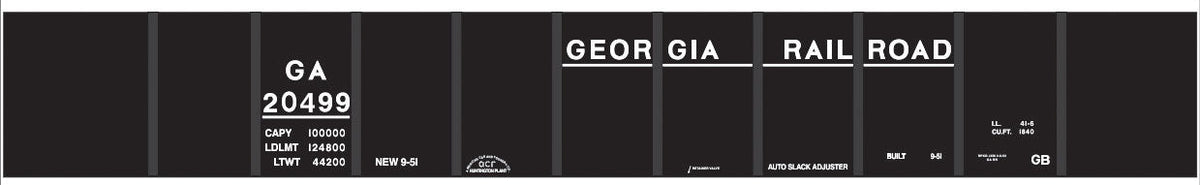Railroad Decal Set -- Georgia Railroad 42' Steel Gondola (black Car)