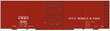 Railroad Decal Set -- Gulf, Mobile & Ohio 40' Steel Boxcar (Boxcar Red Car, No Logo)